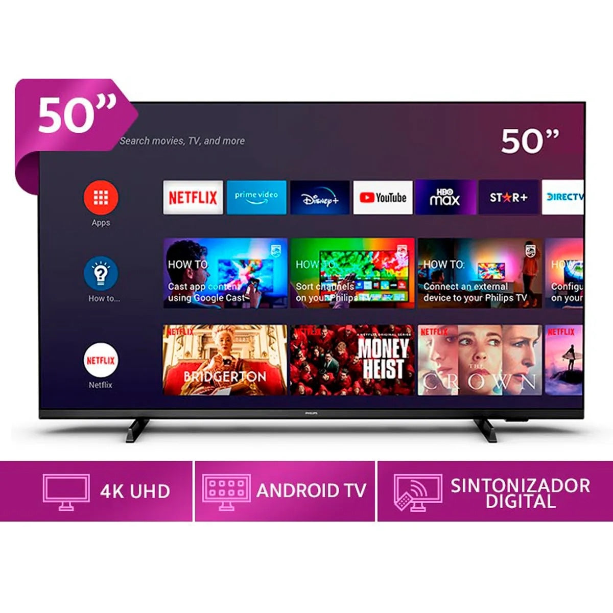 Smart Tv Philips Led Uhd 4k 50" 50pud7406-44