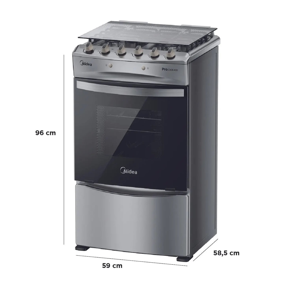 Cocina a Gas 4 Quemadores MCG-4QPI24NS Acero Inoxidable - Open Box