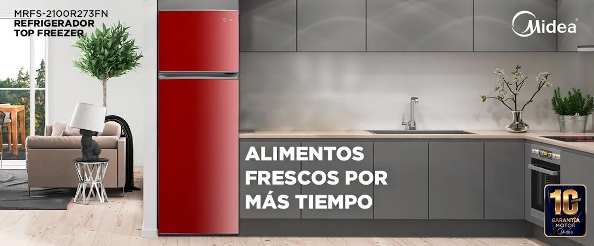 Refrigerador Top Mount Frío Directo 207 Litros Rojo - Open Box