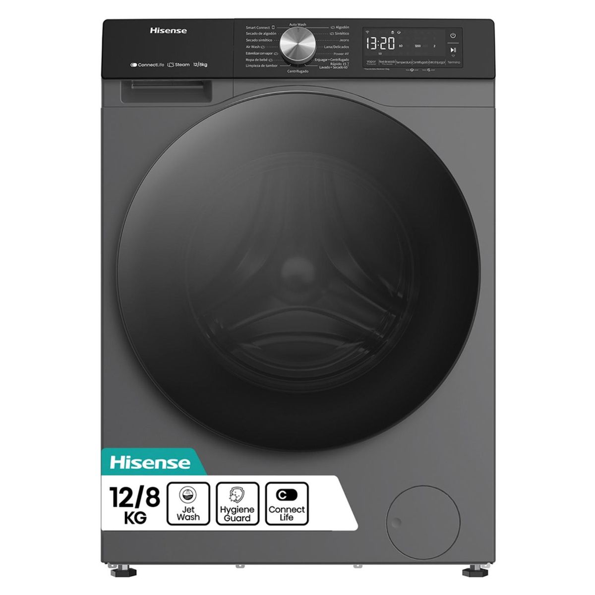Lavadora Secadora Hisense WD3S1243BT 12 kg/7kg Negro Frontal