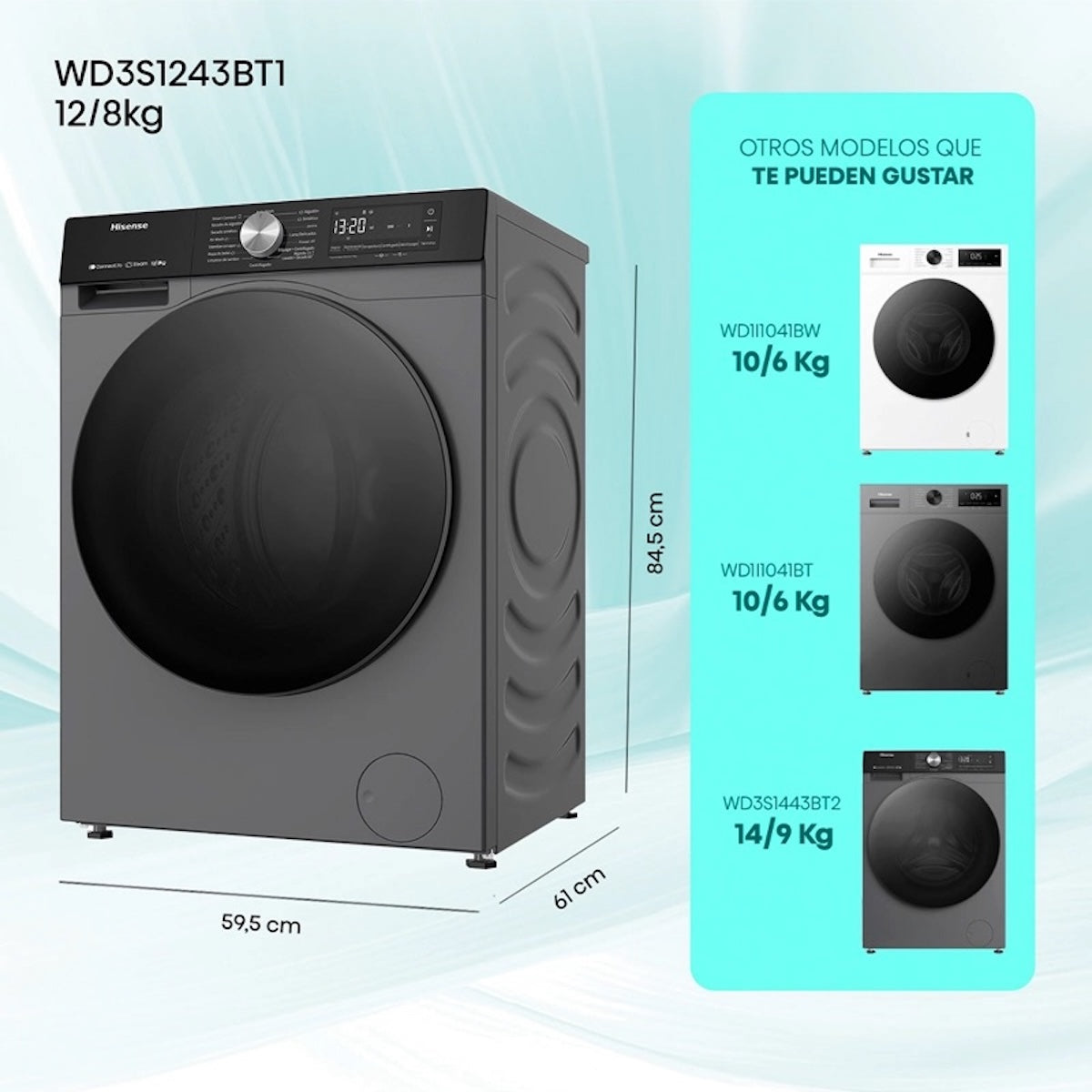 Lavadora Secadora Hisense WD3S1243BT1 12/8 Kg - Open Box