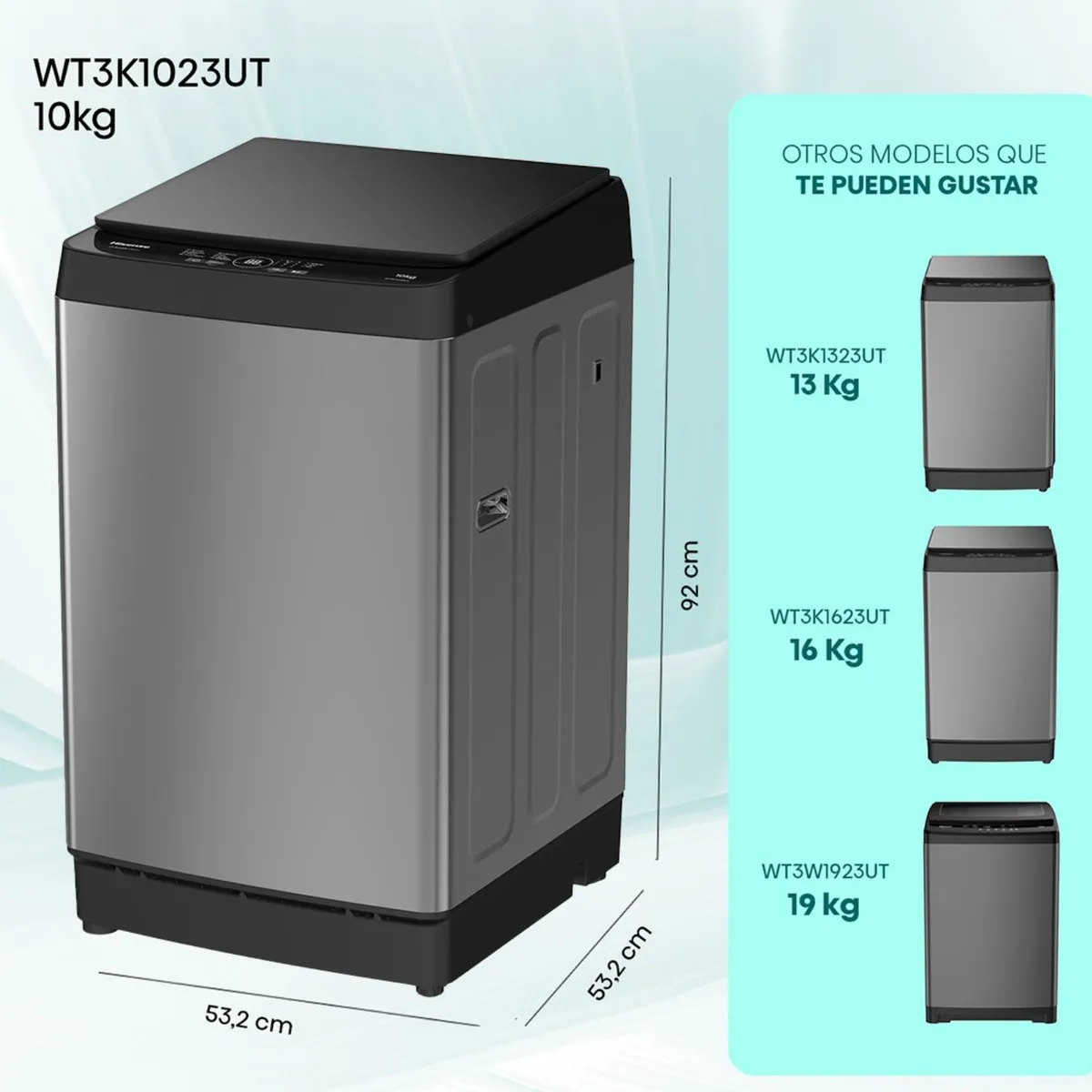 Lavadora Hisense WT3K1023UT 10 kg Gris Carga Superior
