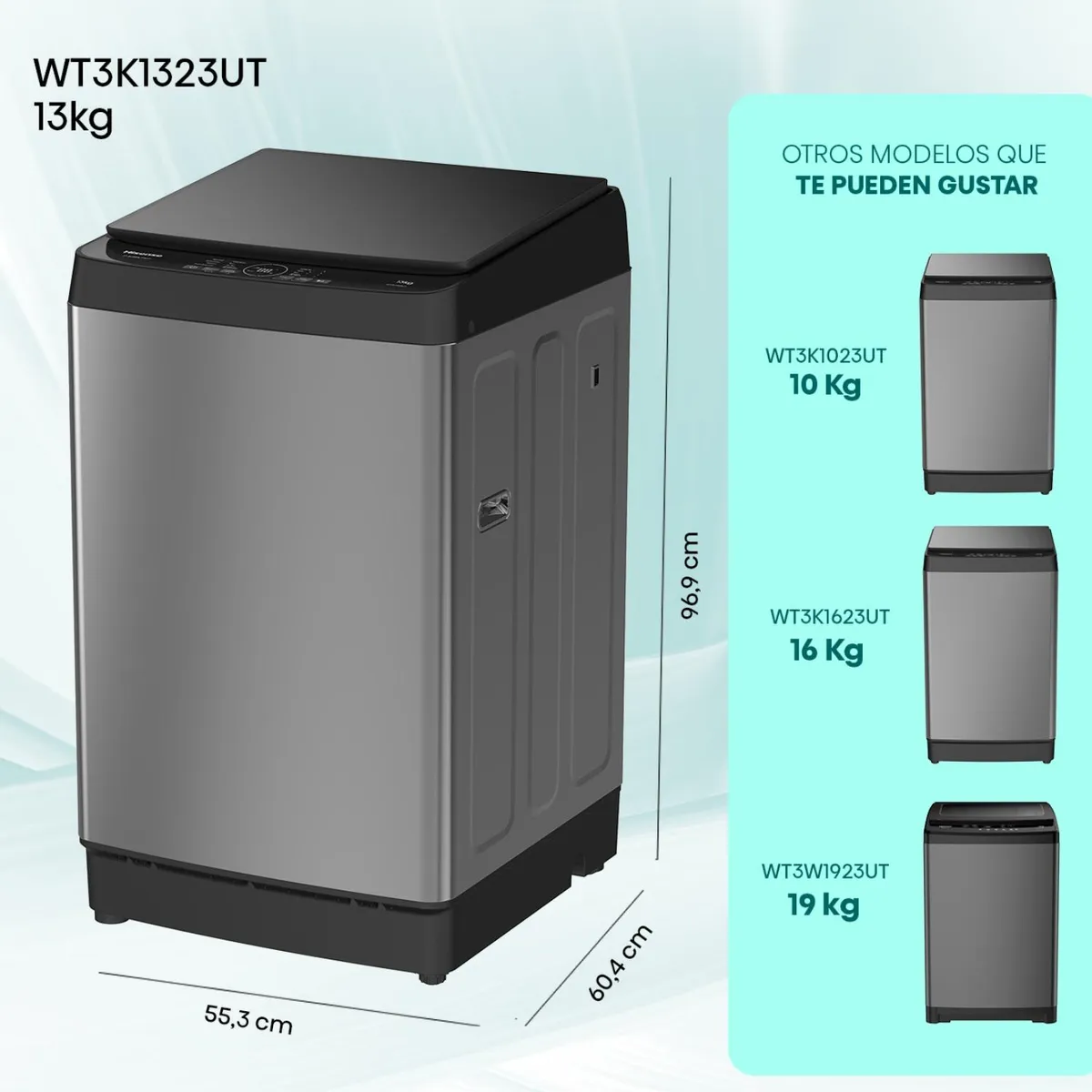 Lavadora Hisense WT3K1323UT 13 kg Gris Carga Superior