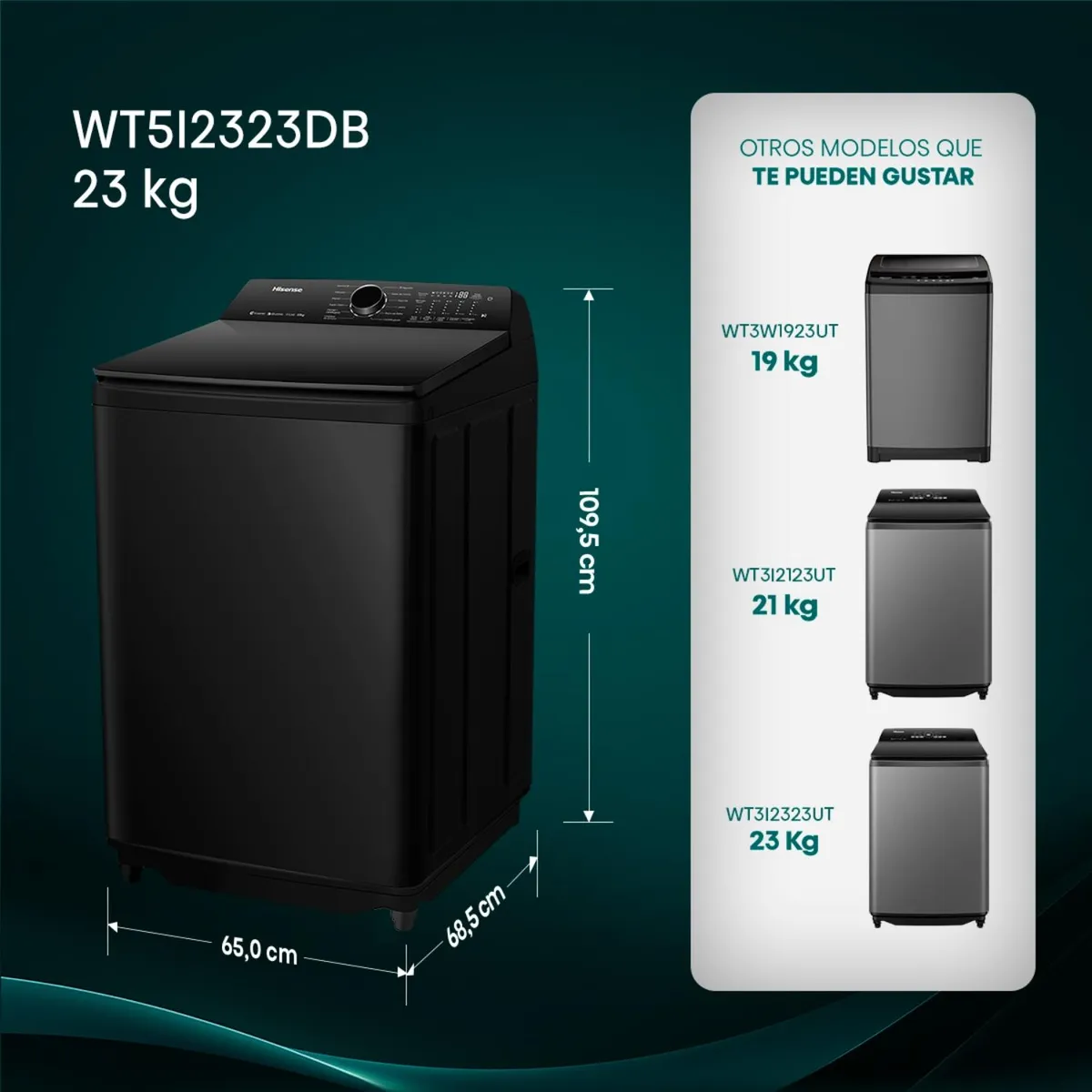 Lavadora Hisense WT5I2323DB 23 kg Gris Oscuro Carga Superior
