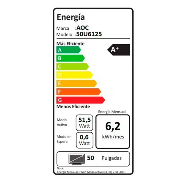 Smart Tv Aoc 50" Uhd 4k 50u6125-43i