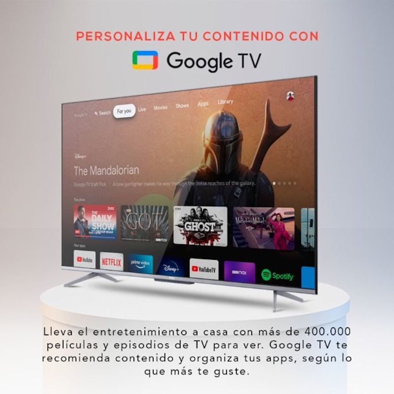 Smart TV TCL 55P725 55” 4K UHD Google TV Dolby Vision - Caja Reciclada