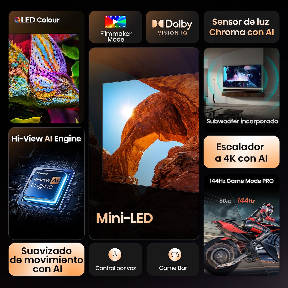 Televisor Hisense 55U7QG 55" Mini LED 144Hz - Open Box