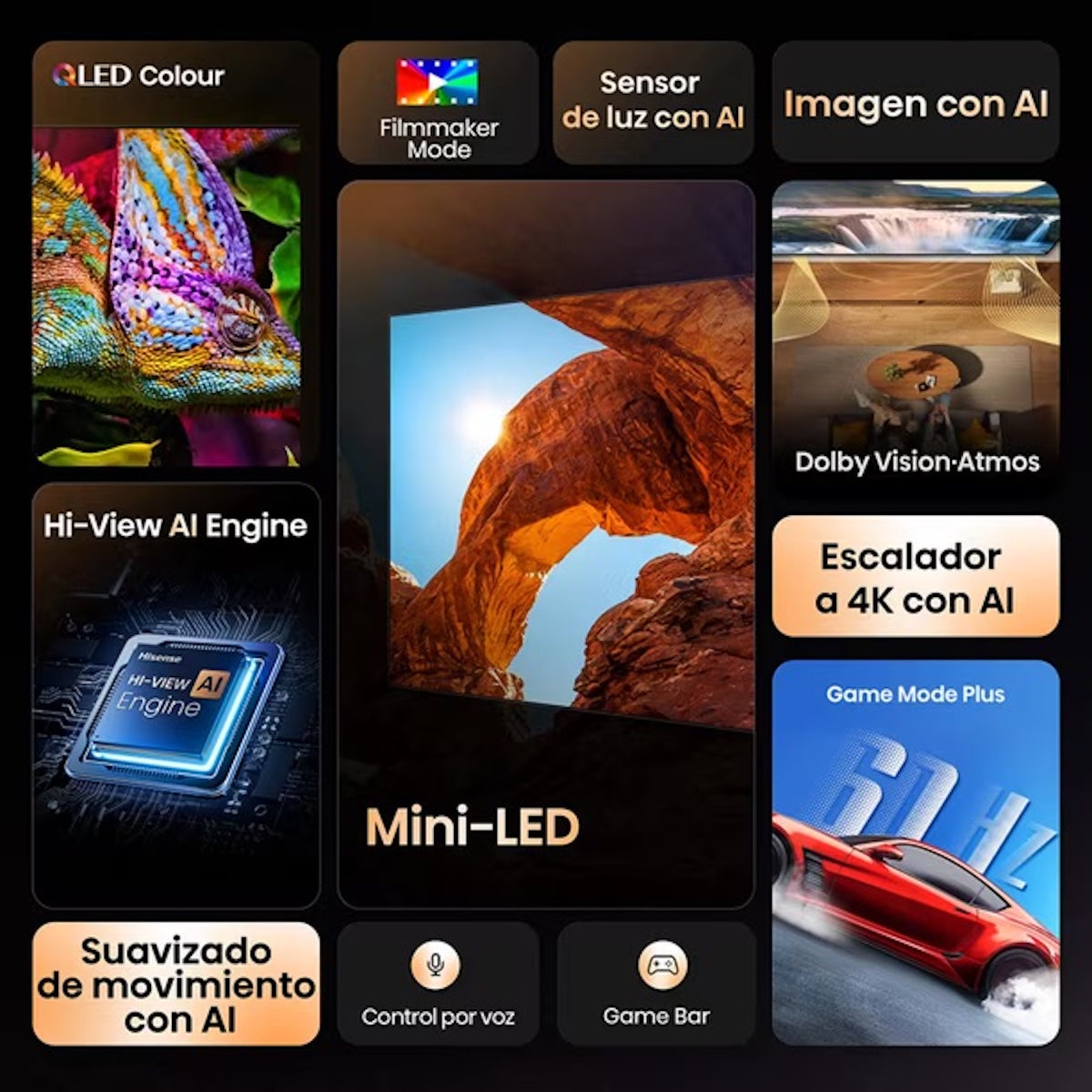 Smart TV Hisense 65U6QV Mini LED 65" 4K UHD VIDAA - Caja Reciclada