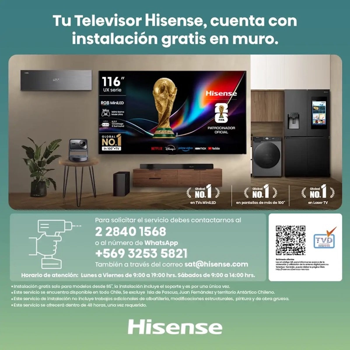 Televisor Hisense 85U8QG 85" Mini LED 4K - Open Box
