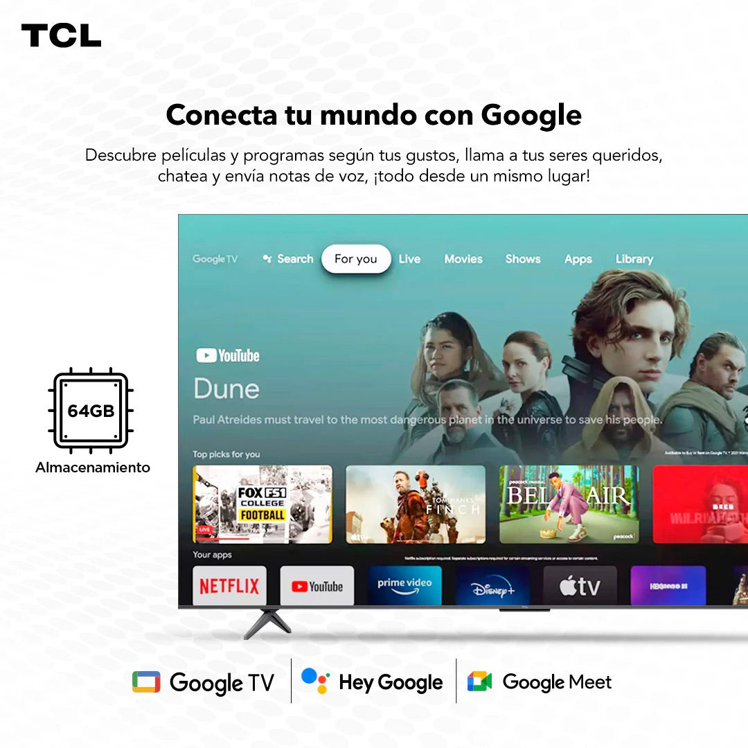 Smart TV TCL 98C655 98” QLED 4K Google TV Dolby Vision - Caja Reciclada