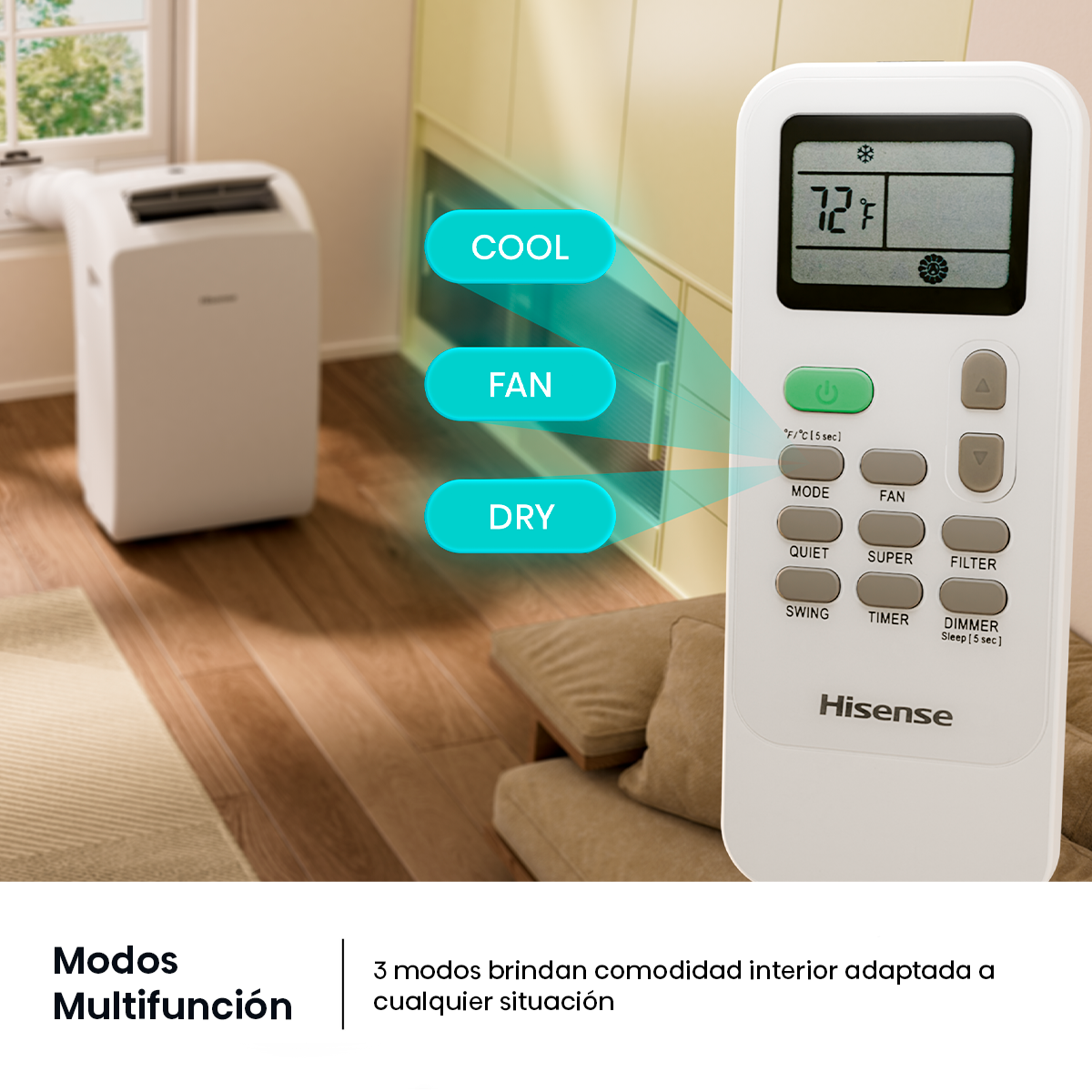 Aire Acondicionado Portátil Hisense 12HW4RNPS01-B Frío Calor