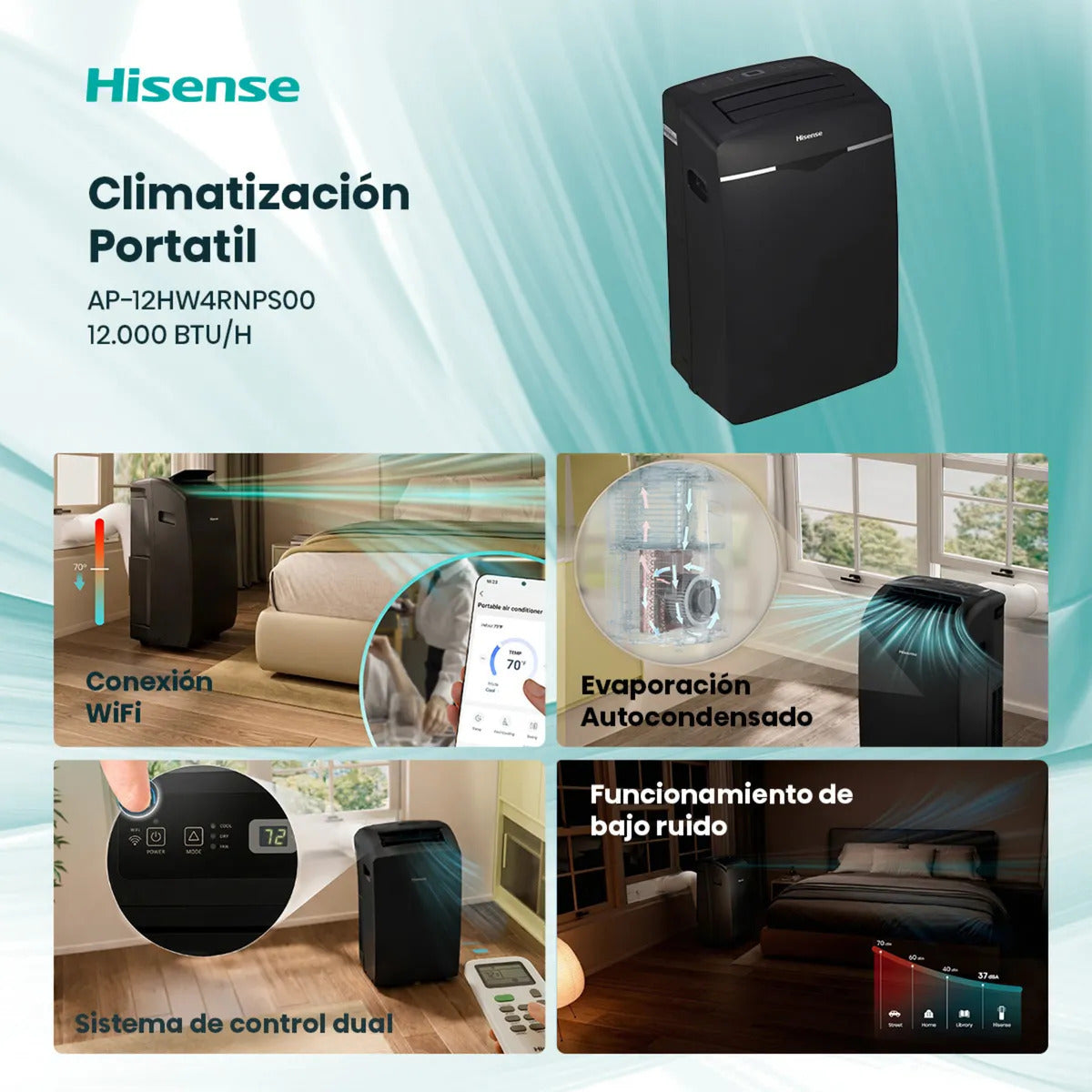 Aire Acondicionado Portátil Hisense AP12HW4RNPS00 12.000 BTU