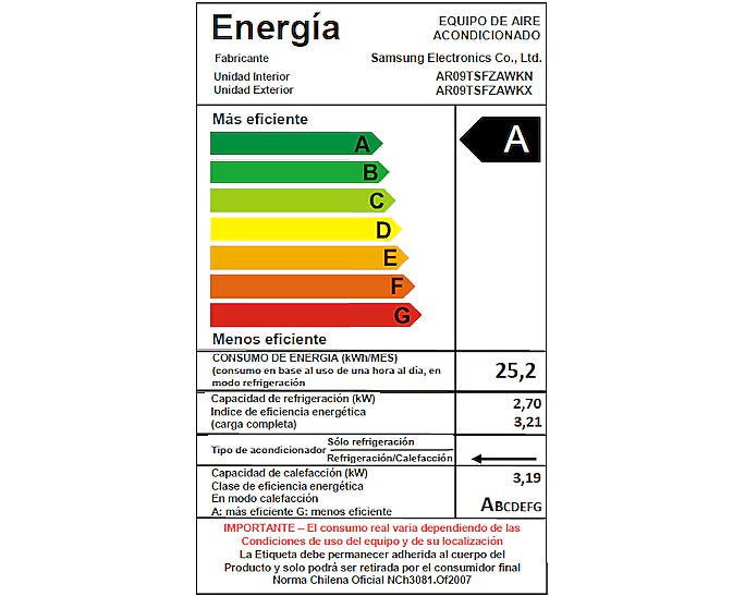 Aire Acondicionado Samsung Split Inverter Wi-Fi F/C 9000 BTU