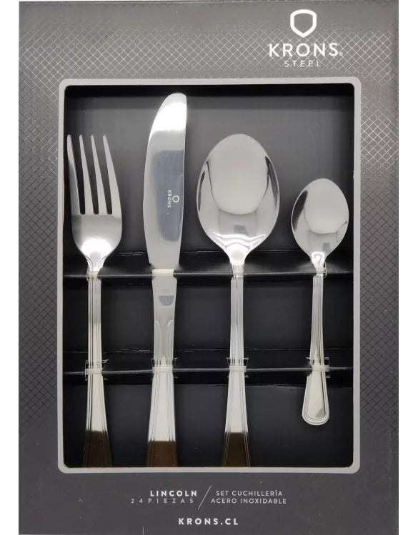 Set De 24 Cubiertos Acero Inoxidable Krons Lincoln