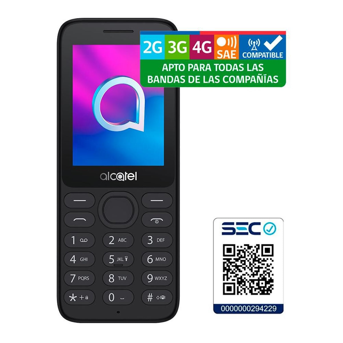 Celular Alcatel 3080 Básico 128MB con Teclado y Radio FM - Open Box