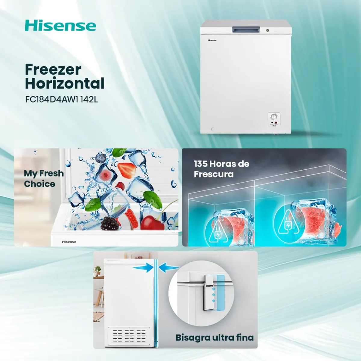 Freezer Horizontal Hisense FC184D4AW1 142 L Blanco