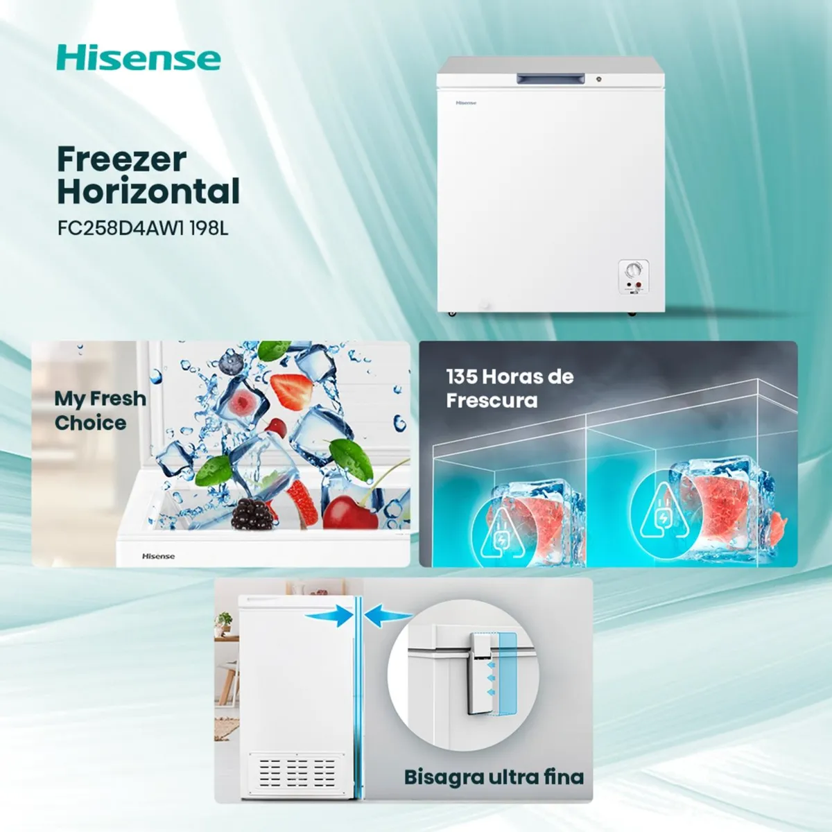 Freezer Horizontal Hisense FC258D4AW1 198 L Blanco