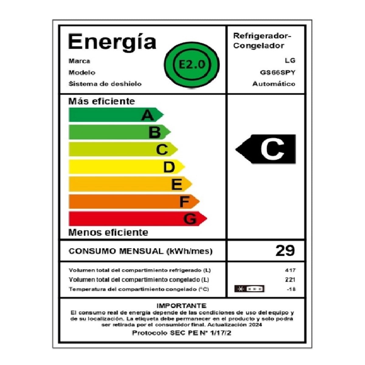 Refrigerador LG GS66SPY Side by Side 638L Smart Inverter Plata