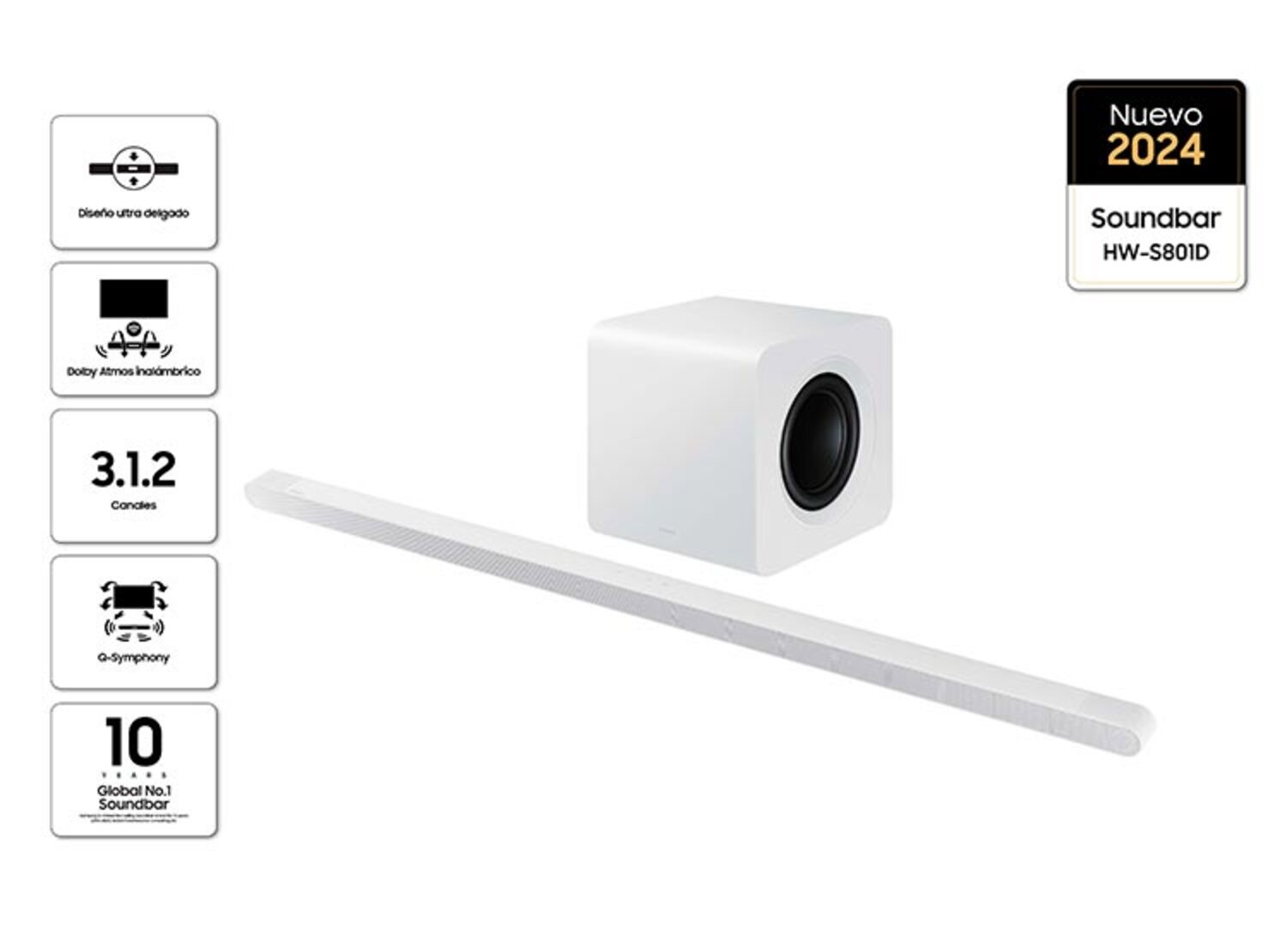 Soundbar Samsung Ultra Slim HW-S801D 3.1.2 ch Sub Woofer
