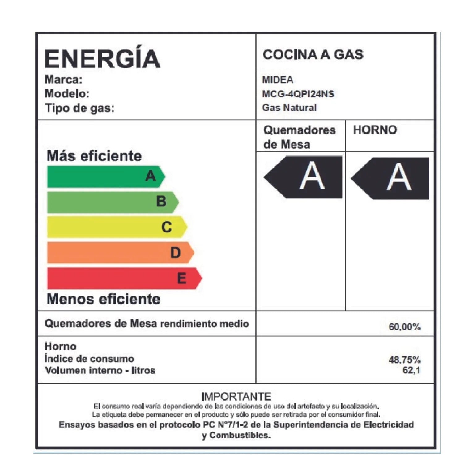 Cocina a Gas 4 Quemadores MCG-4QPI24NS Acero Inoxidable