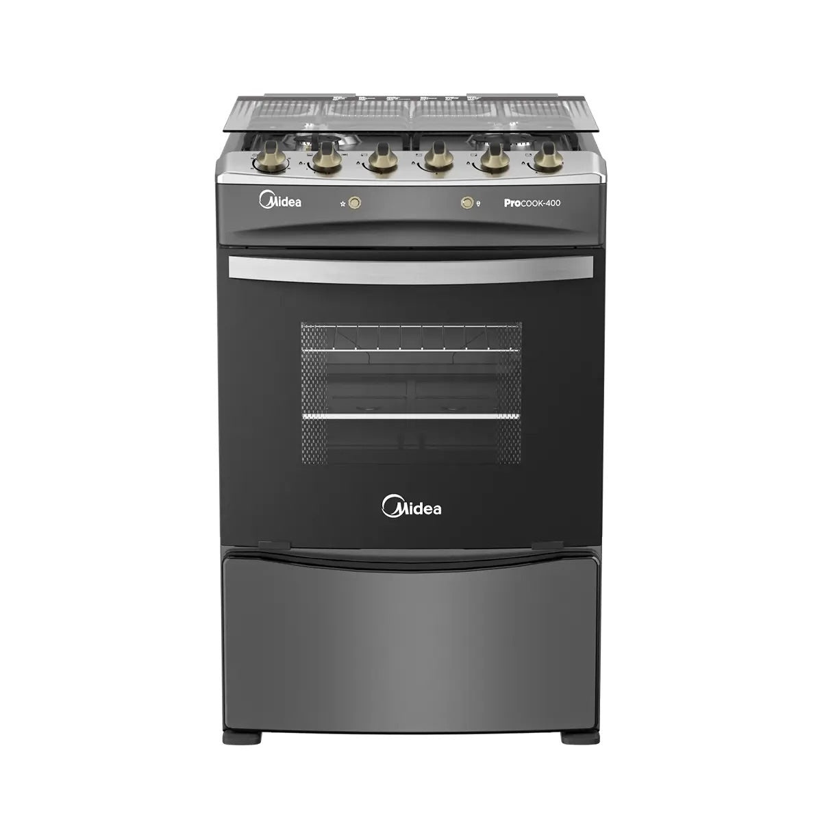 Cocina a Gas Midea 4 Quemadores Carbon Grey - Open Box