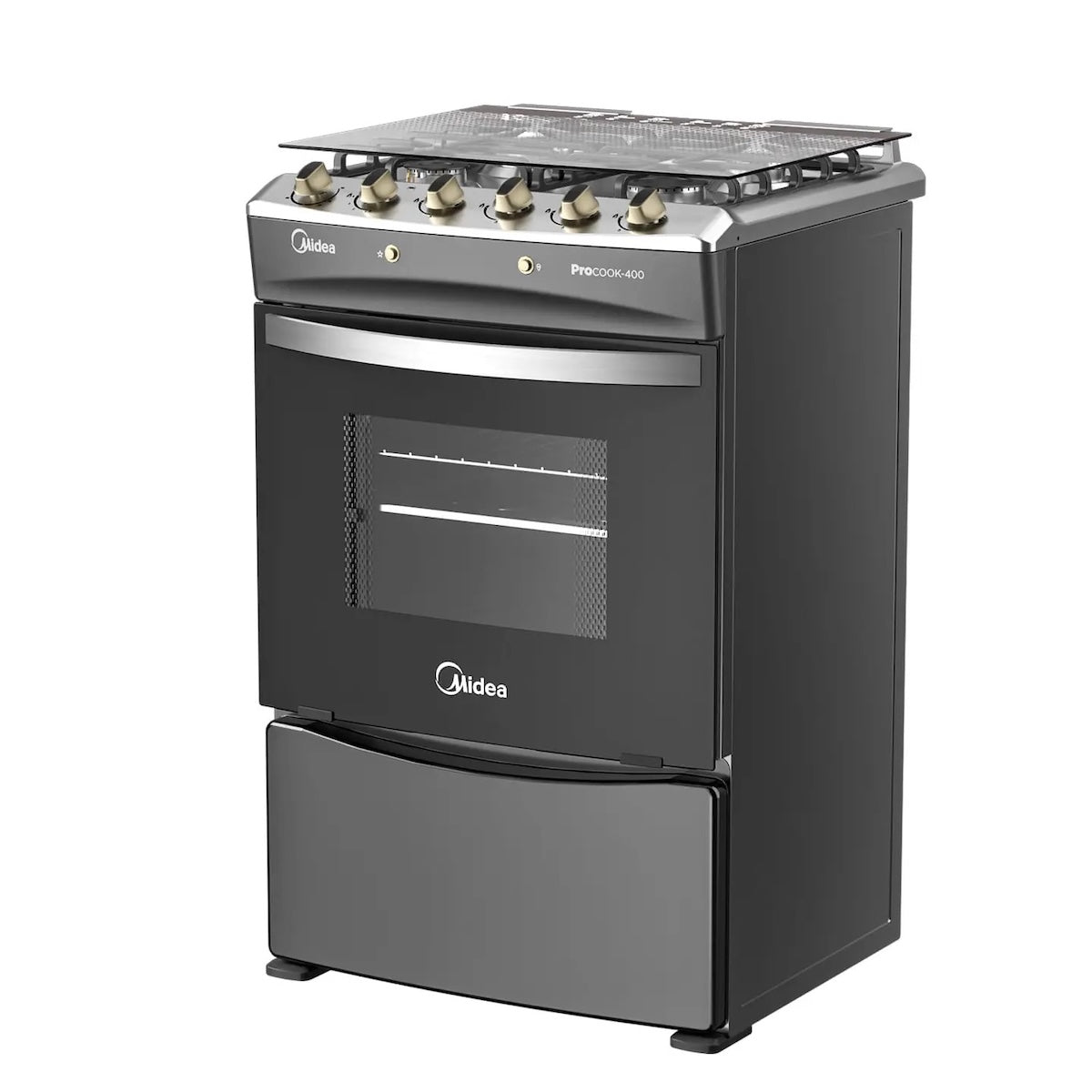 Cocina a Gas Midea 4 Quemadores Carbon Grey - Open Box