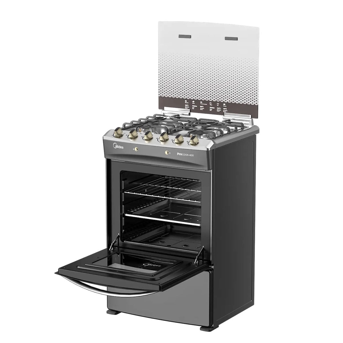 Cocina a Gas Midea 4 Quemadores Carbon Grey - Open Box