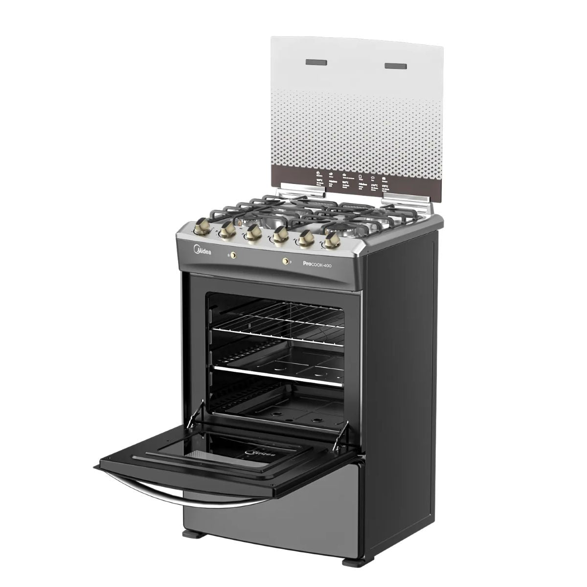 Cocina a gas 4 quemadores Carbon Grey - OpenBox