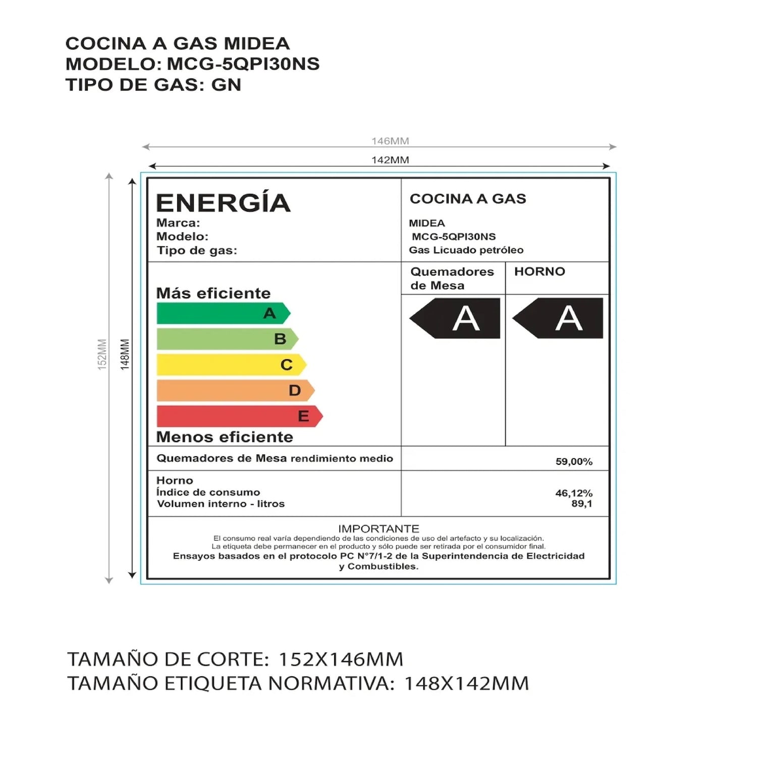 Cocina a Gas 5 quemadores MCG-5QI30NS