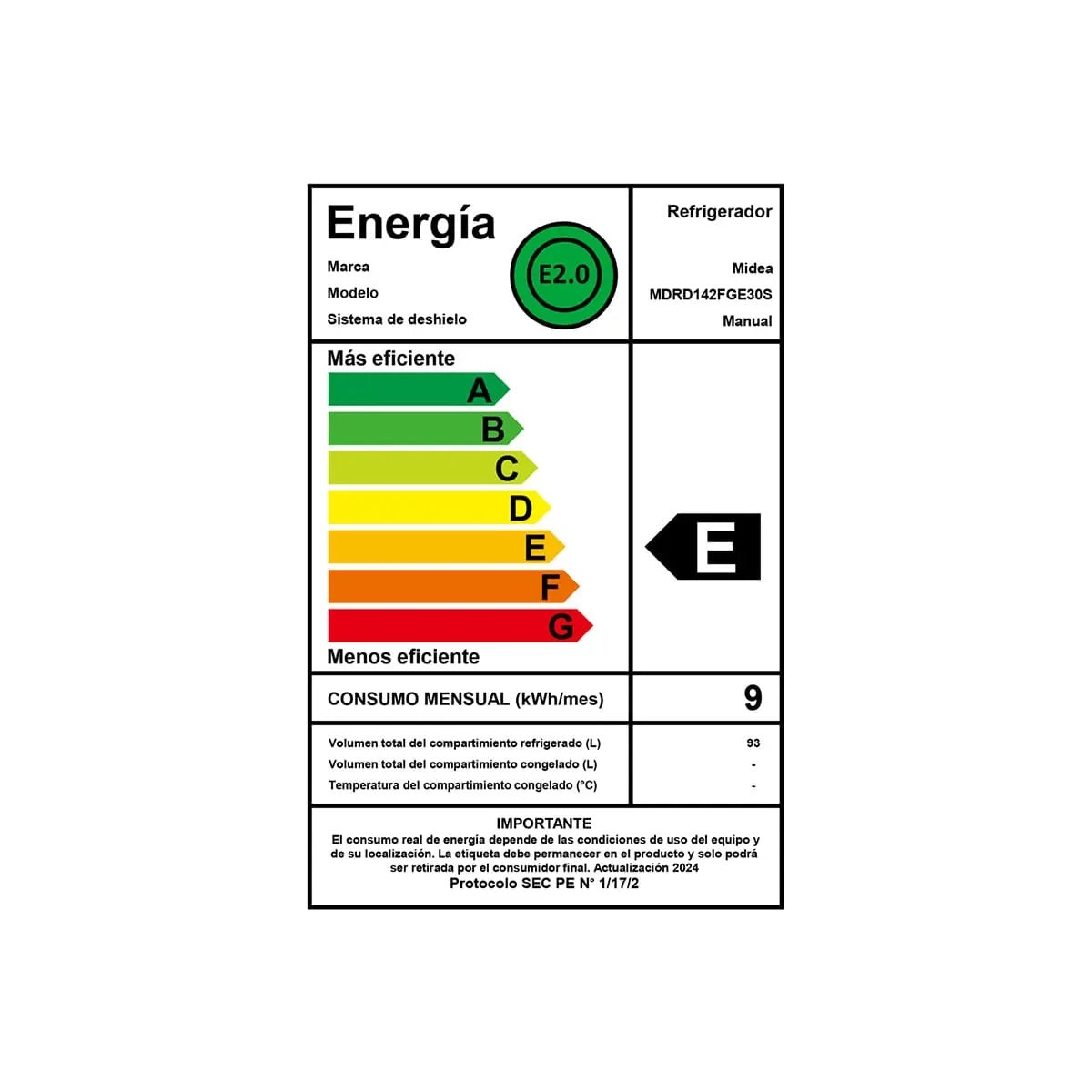 Refrigerador Frigobar Midea Frio Directo 93 lts Negro