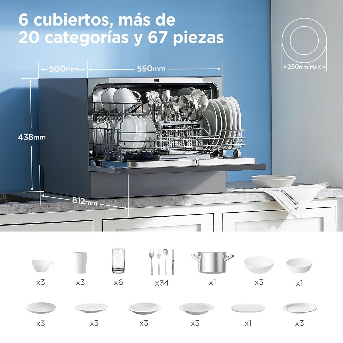 Lavavajillas Silver 6 Sets - OpenBox