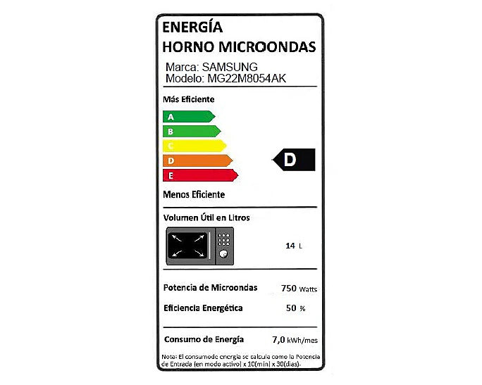 Microondas de Integración 22L 850W/Grill 1100W Negro