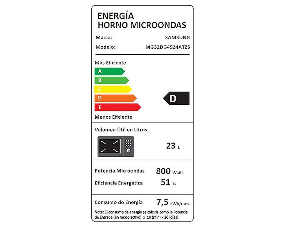 Microondas Samsung Grill Power Defrost 32L MG32D