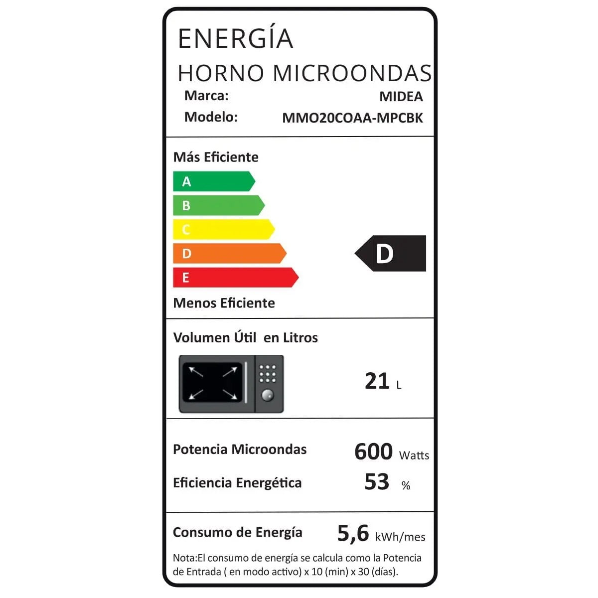 Microondas digital Midea 21 litros