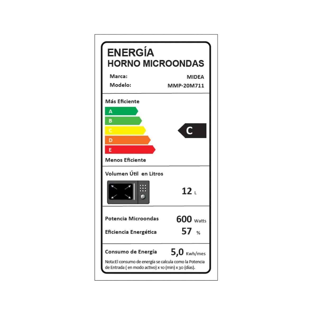 Microondas mecánico Midea 20 litros negro