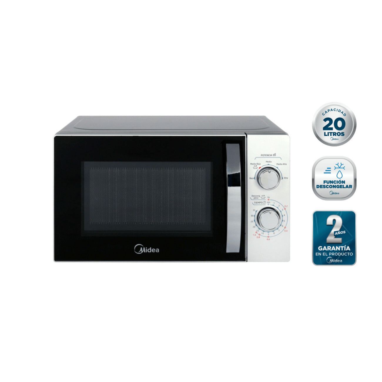 Microondas Midea mecánico 20 litros Silver MMP-20NCJ9