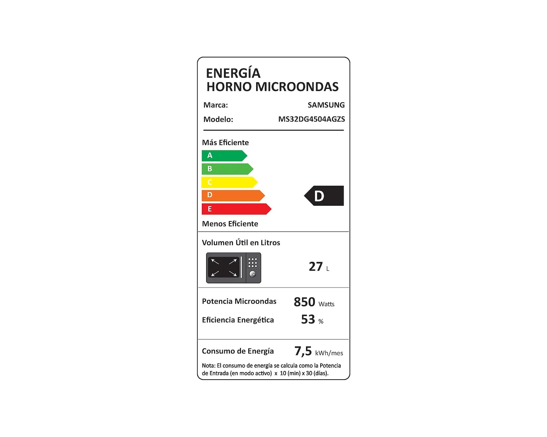 Microondas Samsung Power Defrost 32 Lts MS32DG4