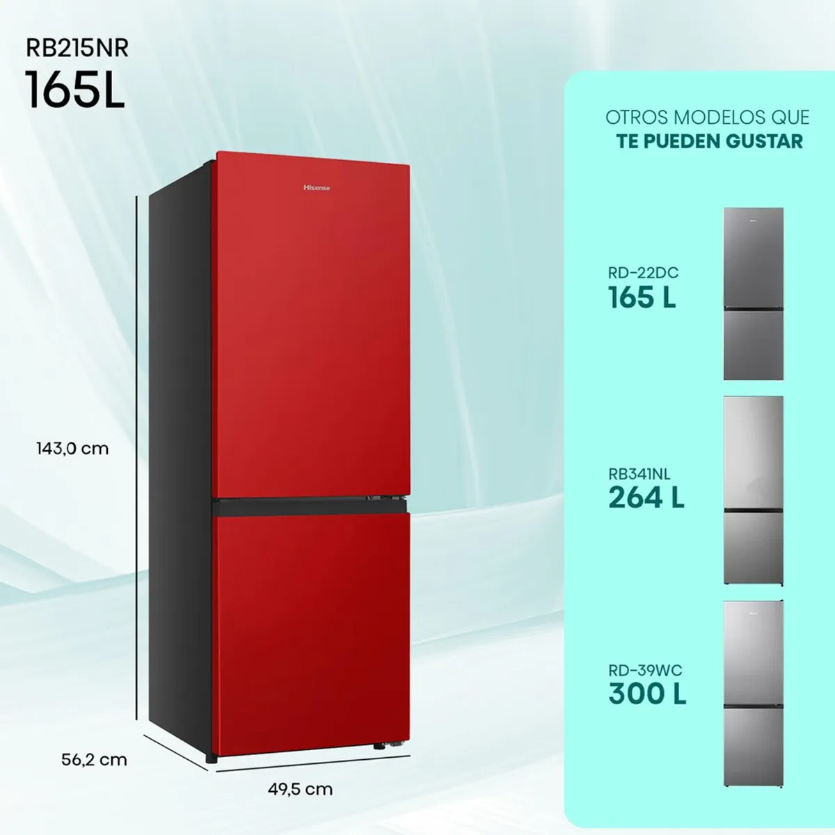 Refrigerador Bottom Freezer Hisense RB215NR 165 L Rojo