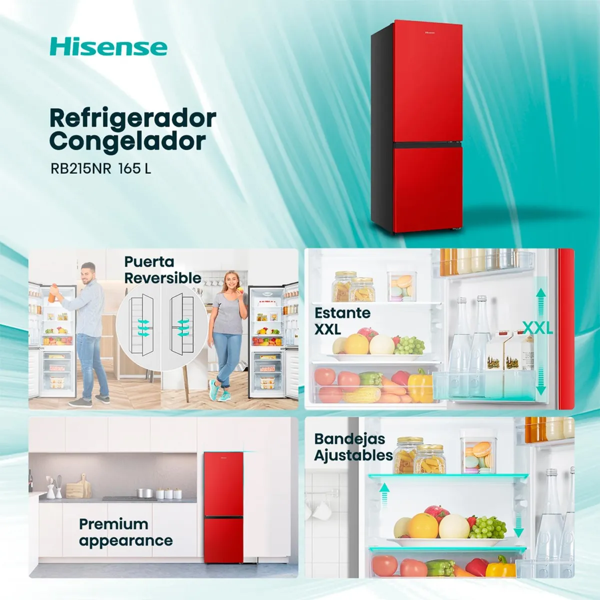 Refrigerador Bottom Freezer Hisense RB215NR 165 L Rojo