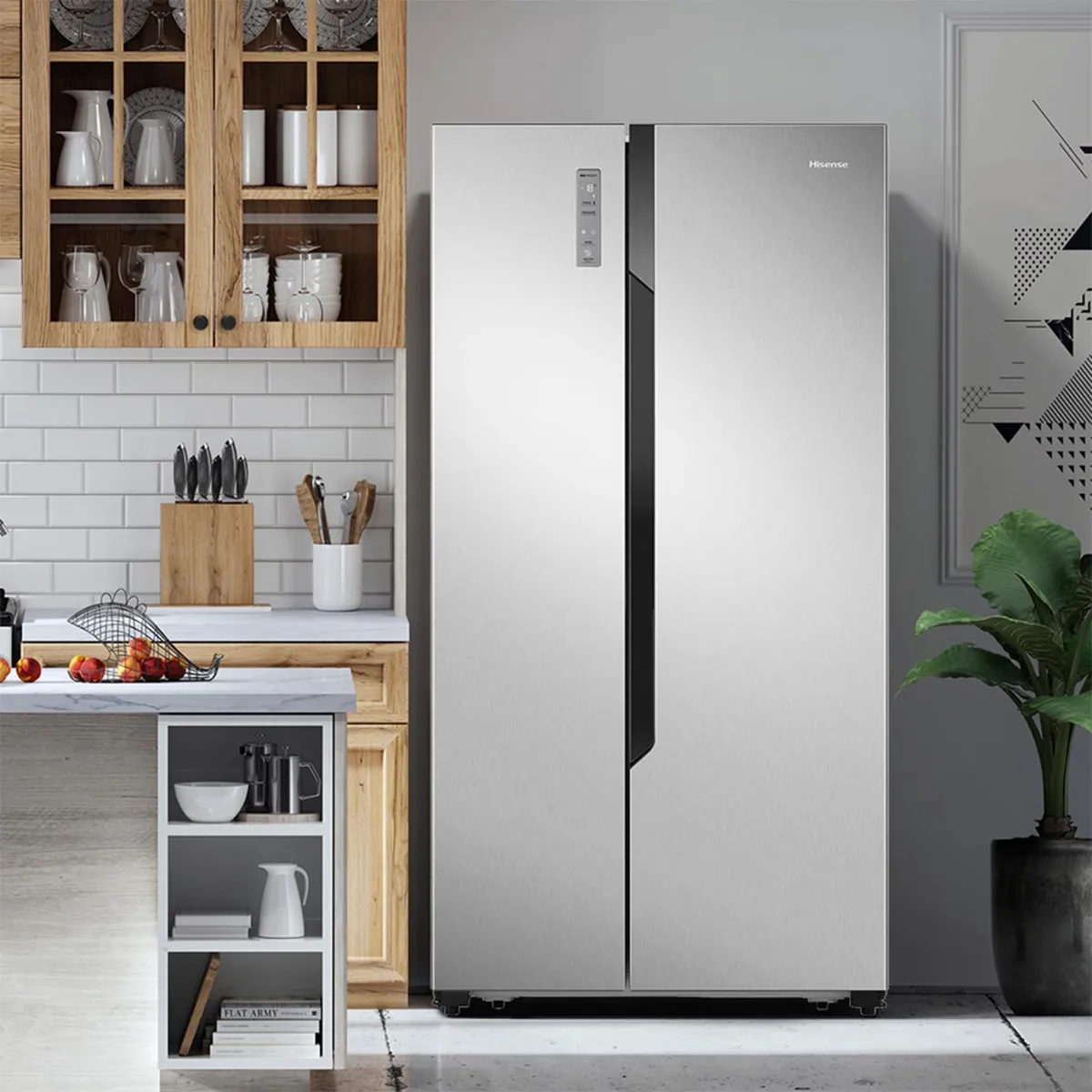 Refrigerador Side by Side Hisense RC67WS2 508L Inox No Frost