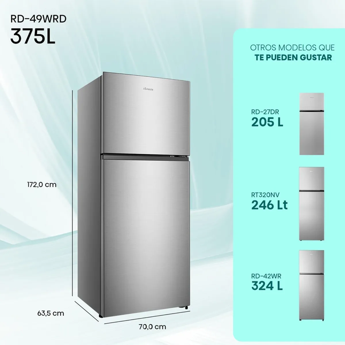 Refrigerador Top Freezer Hisense RD-49WRD 430 L Inox Frío