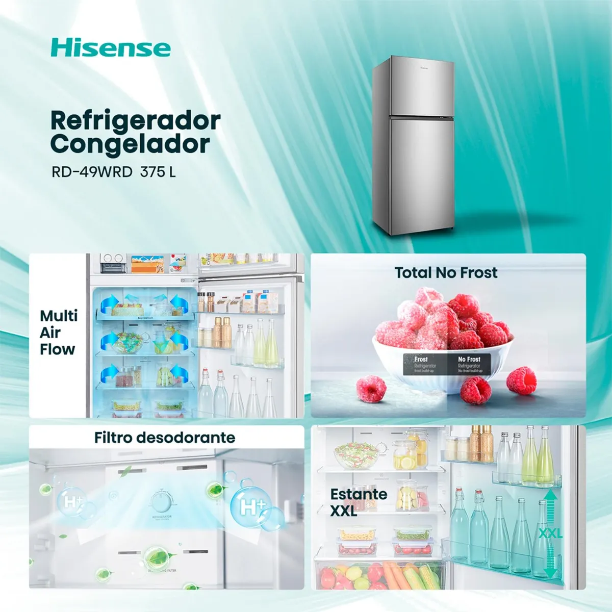 Refrigerador Top Freezer Hisense RD-49WRD 430 L Inox Frío