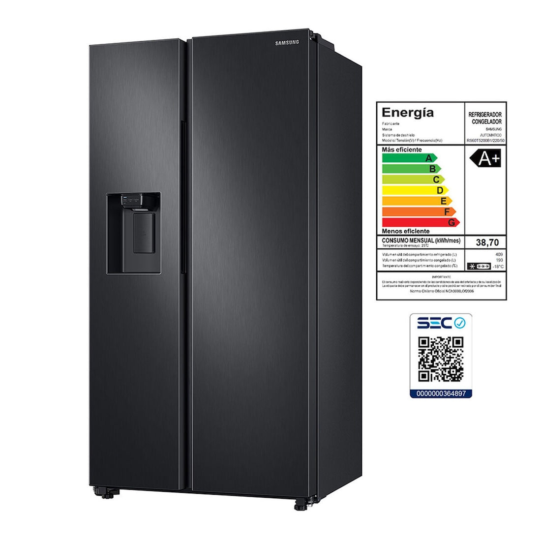 Refrigerador Samsung Side by Side de 602 Lts Space Max - Caja Reciclada
