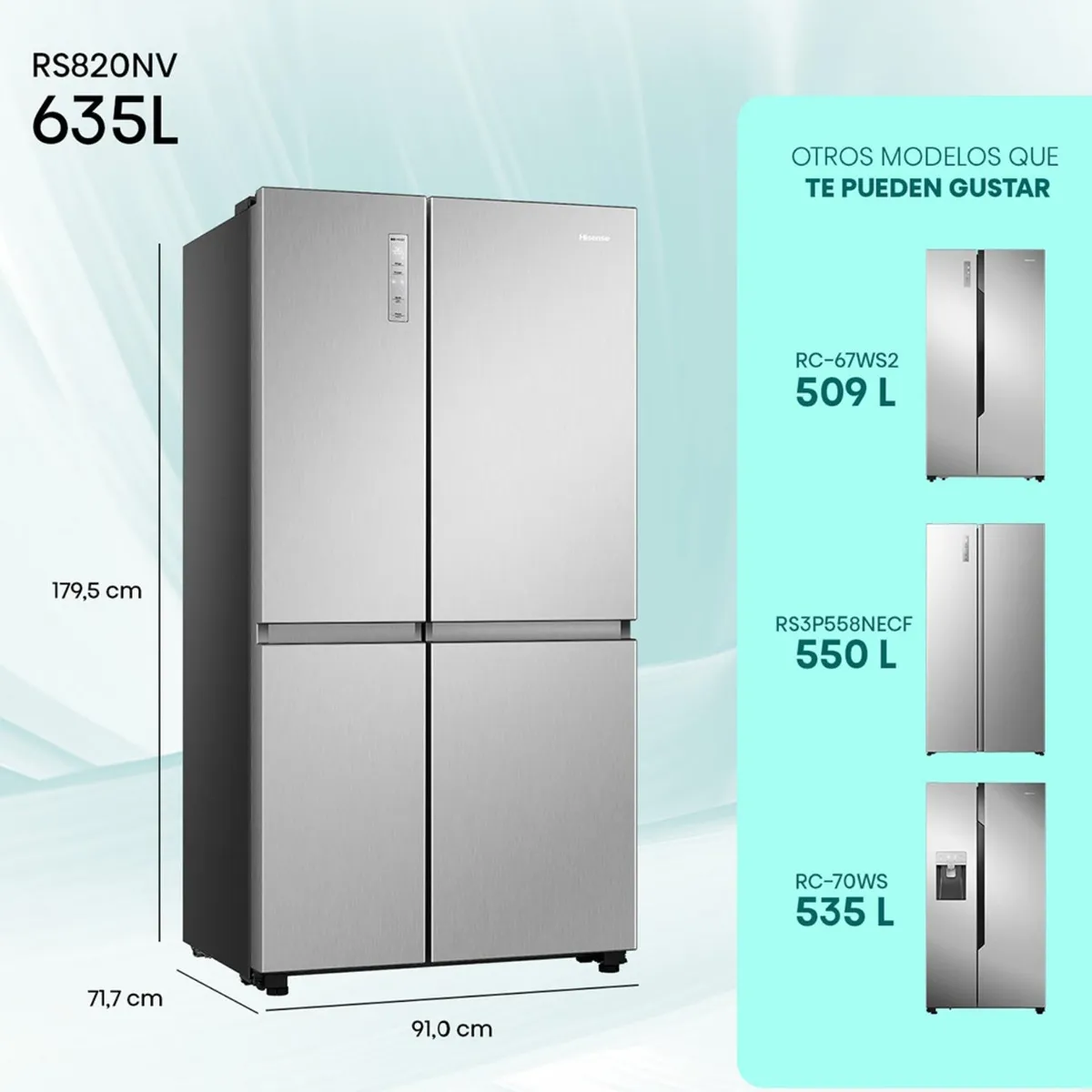 Refrigerador Hisense Side by Side RS820NV 635 L