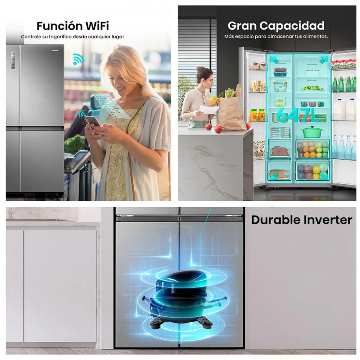 Refrigerador Hisense Side by Side RS820NV 635 L