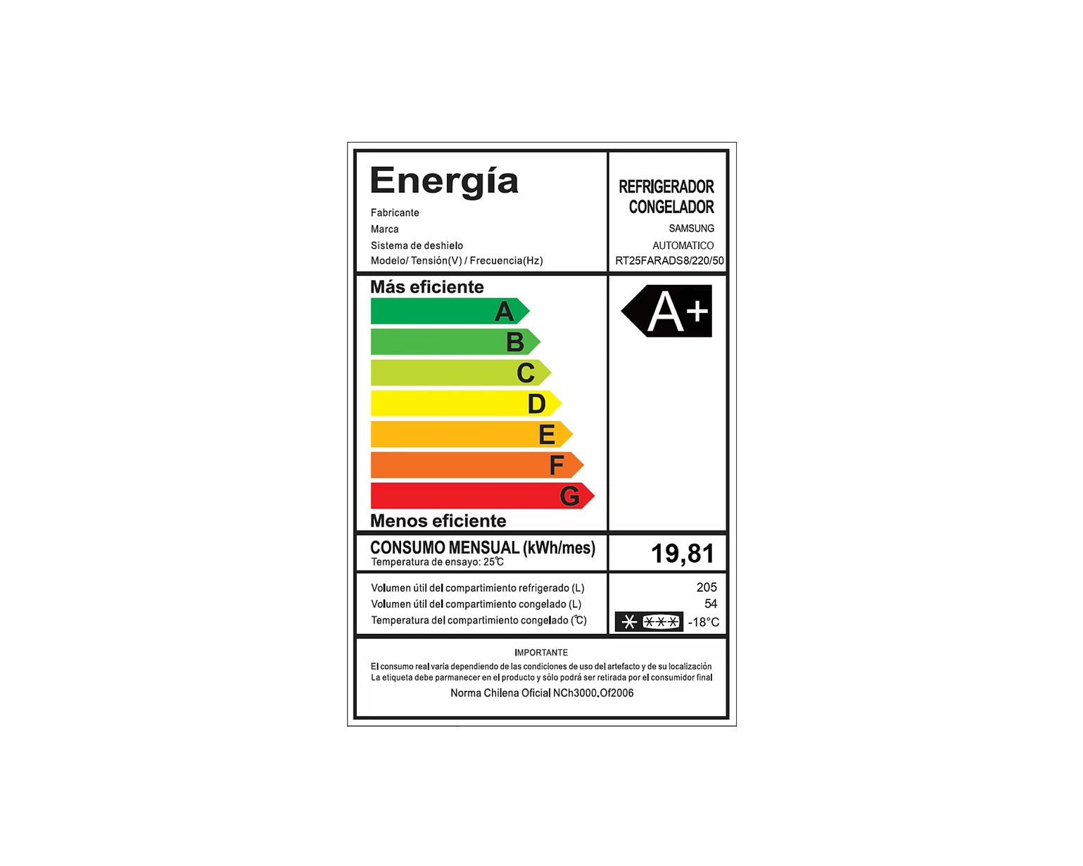 Refrigerador Samsung Top Mount 255Lts No Frost