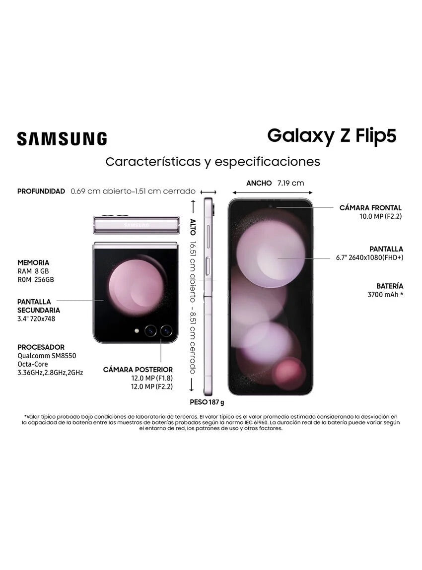 Smartphone Samsung Galaxy Z Flip 5 256GB 8GB lavanda