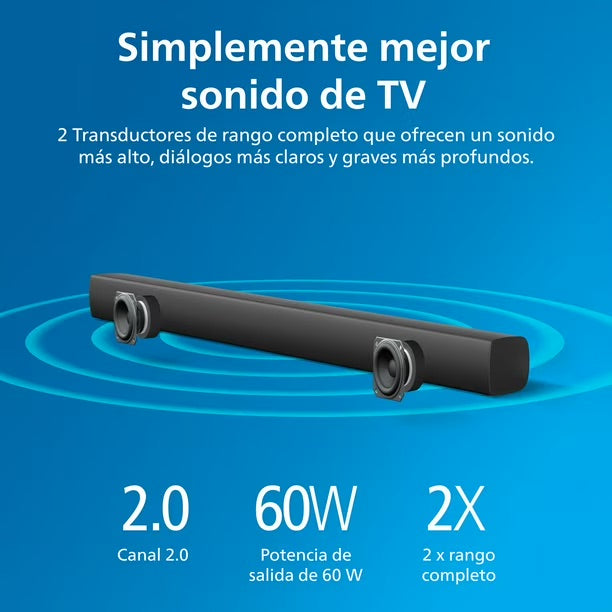 Barra de Sonido Philips TAB4208-10 60W Bluetooth HDMI ARC