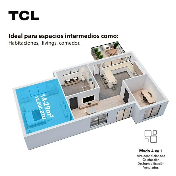 Aire Acondicionado TCL TAC-12CHPA-RPS 12000 BTU Portátil Frío Calor