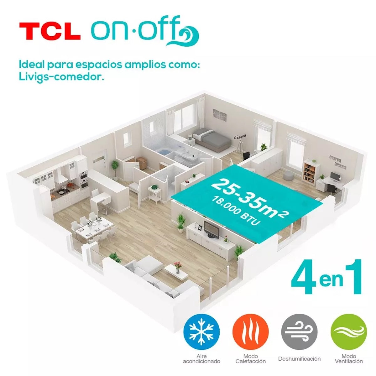 Aire Acondicionado TCL TAC-18CHSA-XA61 18.000 BTU Inverter